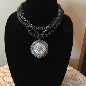 Handmade stone necklace with medallion